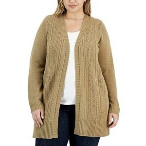 Karen Scott Open-Front Duster Cardigan Chestnut Marl Plus Size 1X NWT $54